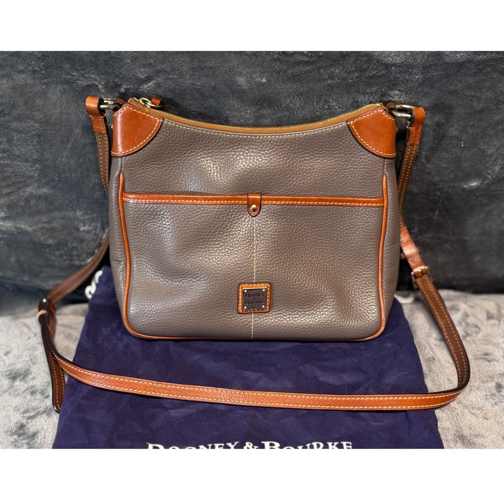 Dooney & Bourke Pebble Grain Crossbody Bag Elephant Gray R310 EL W/ Dust Bag